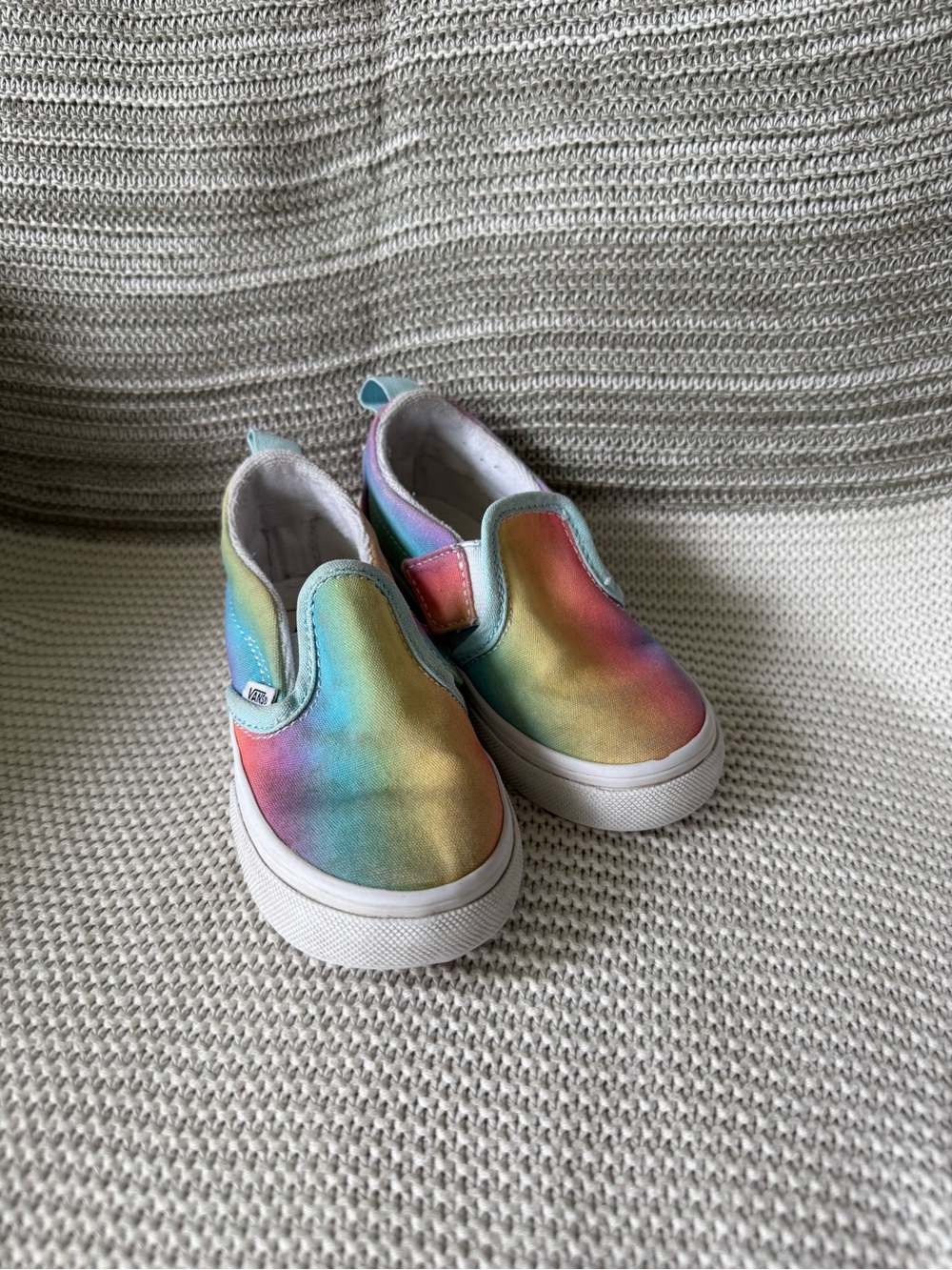 Vans Toddler size 8 Kids Slip-On Rainbow Canvas Shoes Velcro